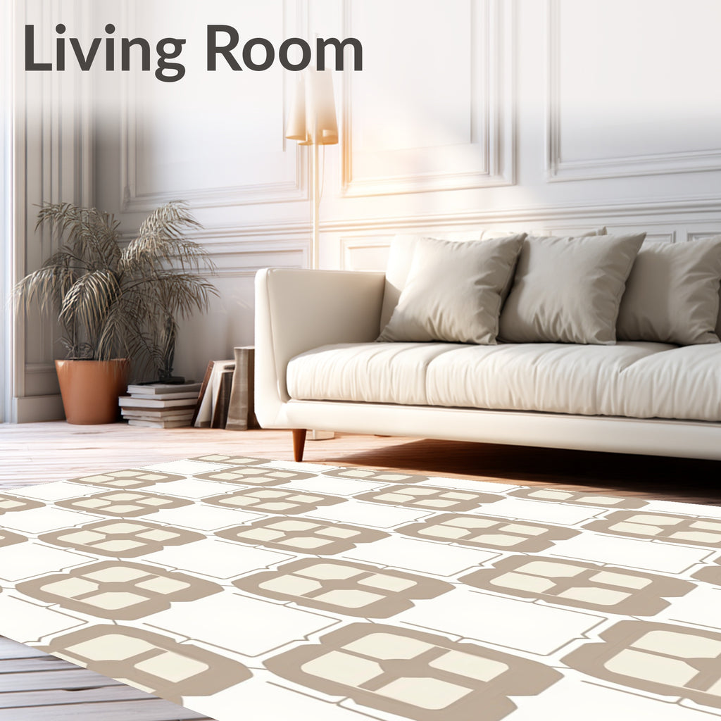 Geometric Square Link Pattern Rug