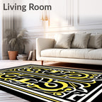 Bold Yellow Black Abstract Pattern Rug