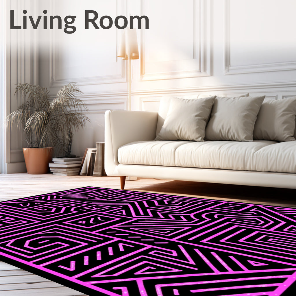 Bold Pink Maze Geometric Design Rug
