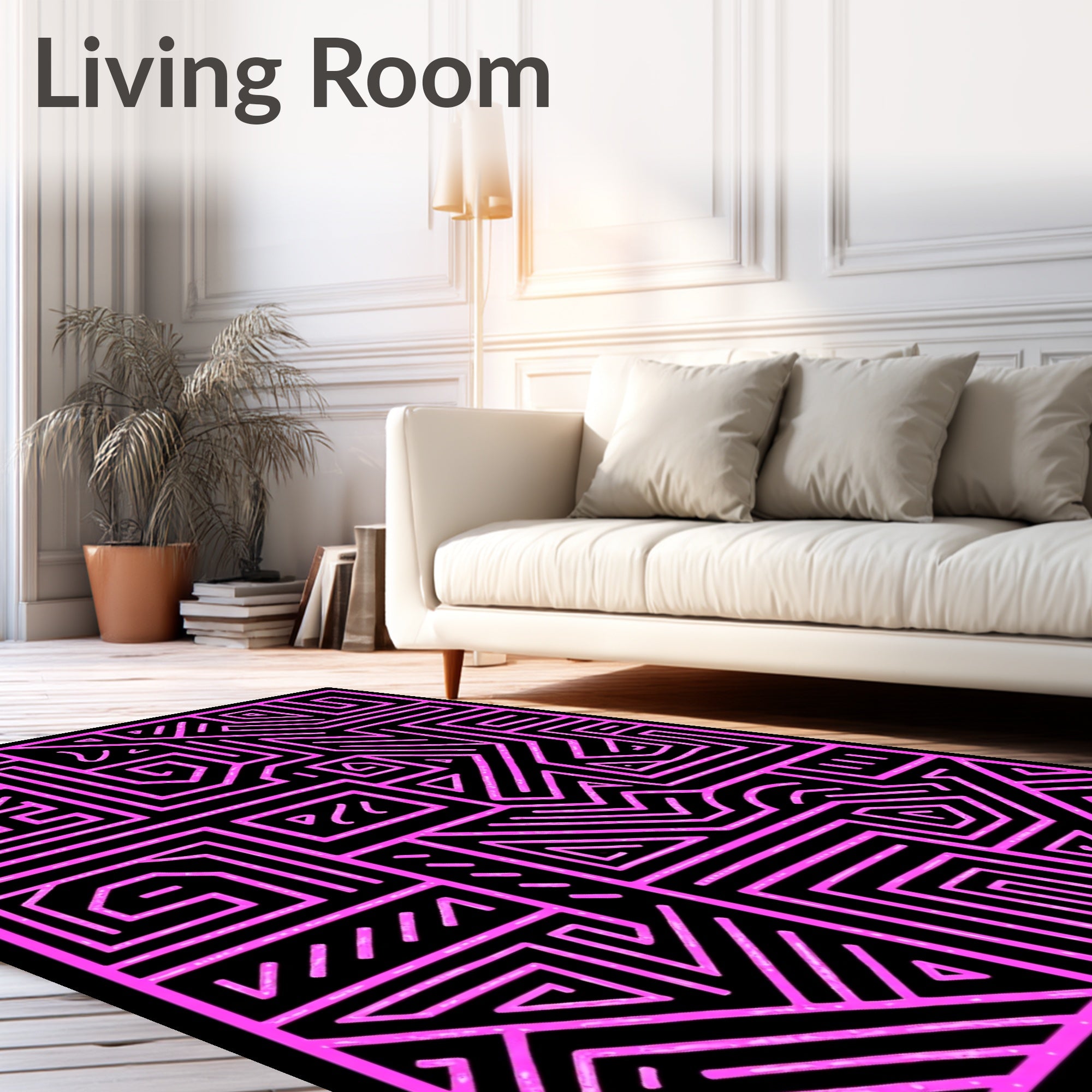 Bold Pink Maze Geometric Design Rug