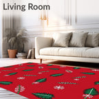 Red Evergreen Snow Cluster Rug