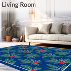 Deep Blue Holly Berry Foliage Rug