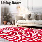 Crimson Swirl Tribal Abstract Rug