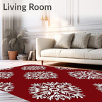 Crimson Snowflake Inspired Pattern Rug