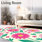 Fuchsia Daisies Patterned Rug