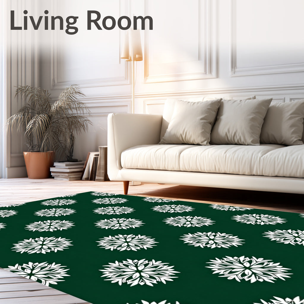 White Starburst Floral Pattern Rug
