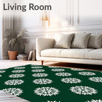 White Starburst Floral Pattern Rug