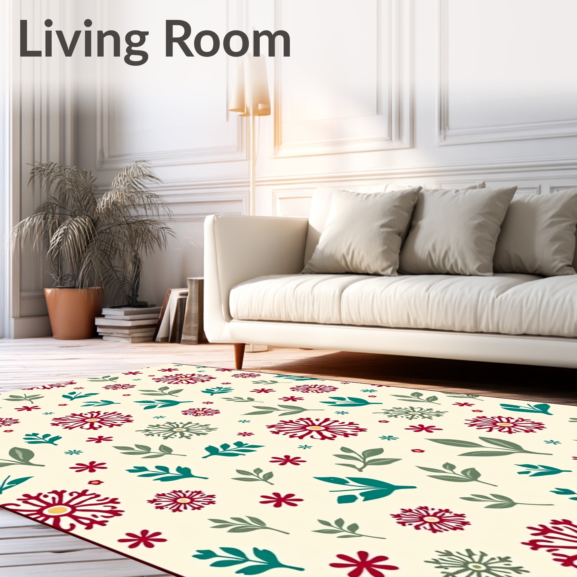 Floral Leafy Patterned Rug