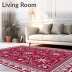 Intricate Red Floral Scrollwork Rug