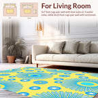 Bright Yellow Abstract Floral Pattern Rug