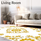 Golden Floral Medallion Decorative Pattern Rug