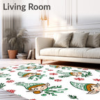 Christmas Elf Snowflakes Green Red Rug