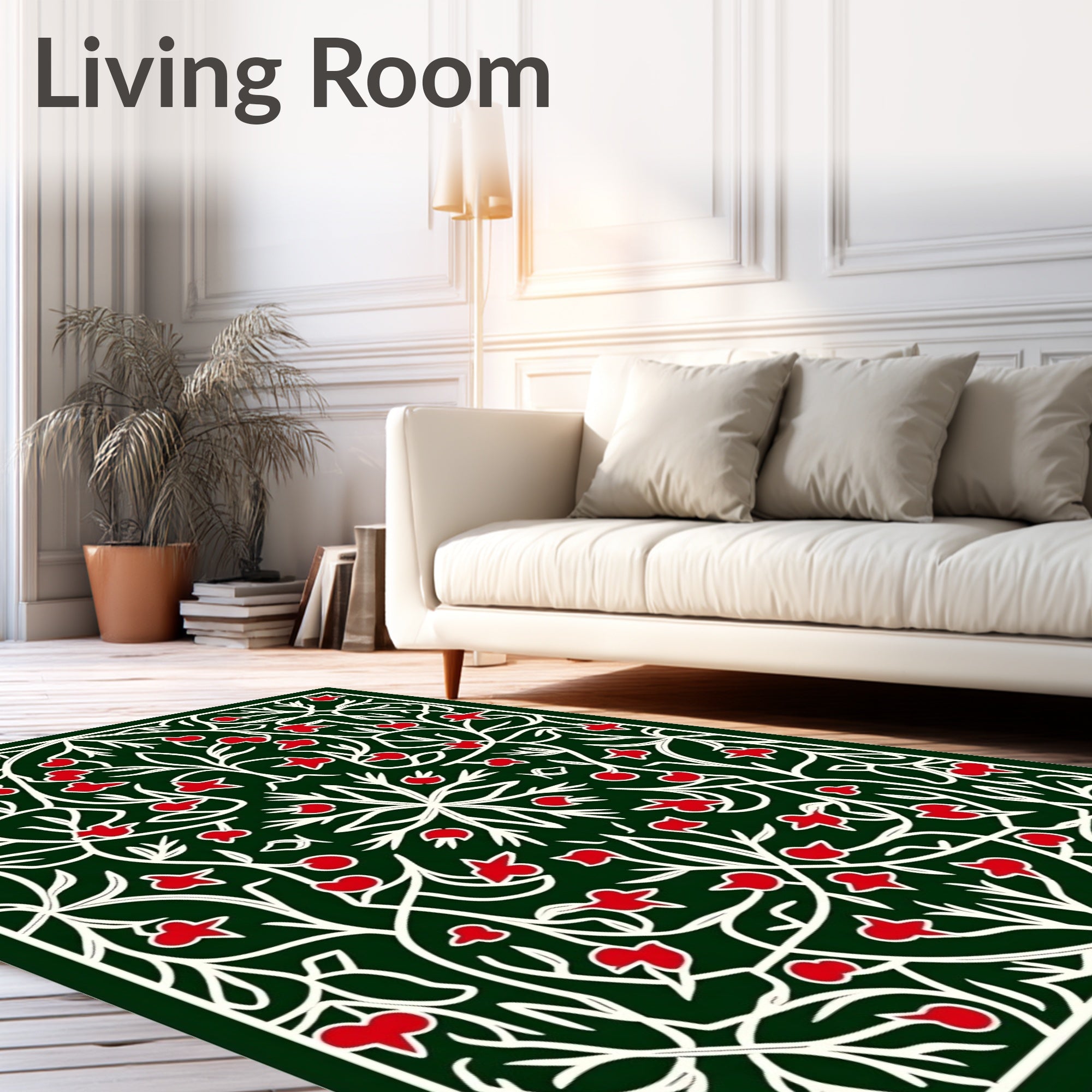 Crimson Forest Arabesque Vine Rug