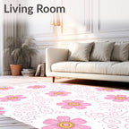 Pink Floral Swirl Pattern Rug
