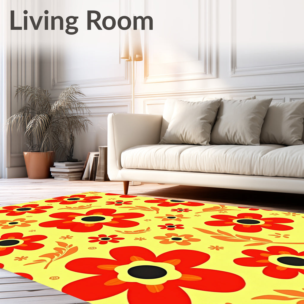 Retro Red Floral Pattern Rug