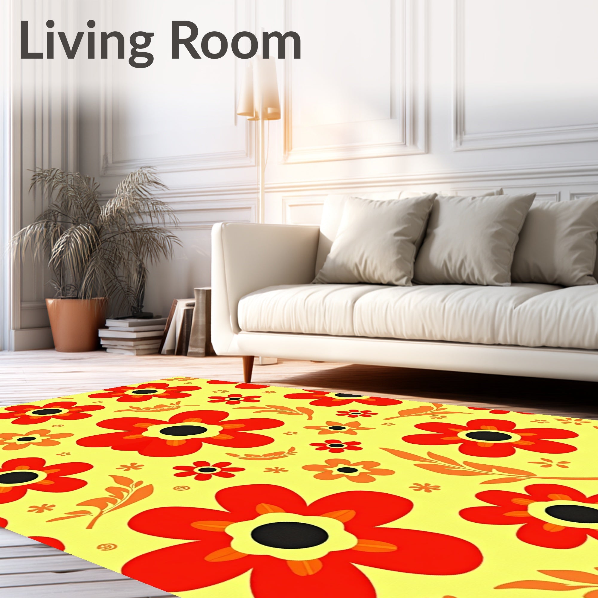Retro Red Floral Pattern Rug