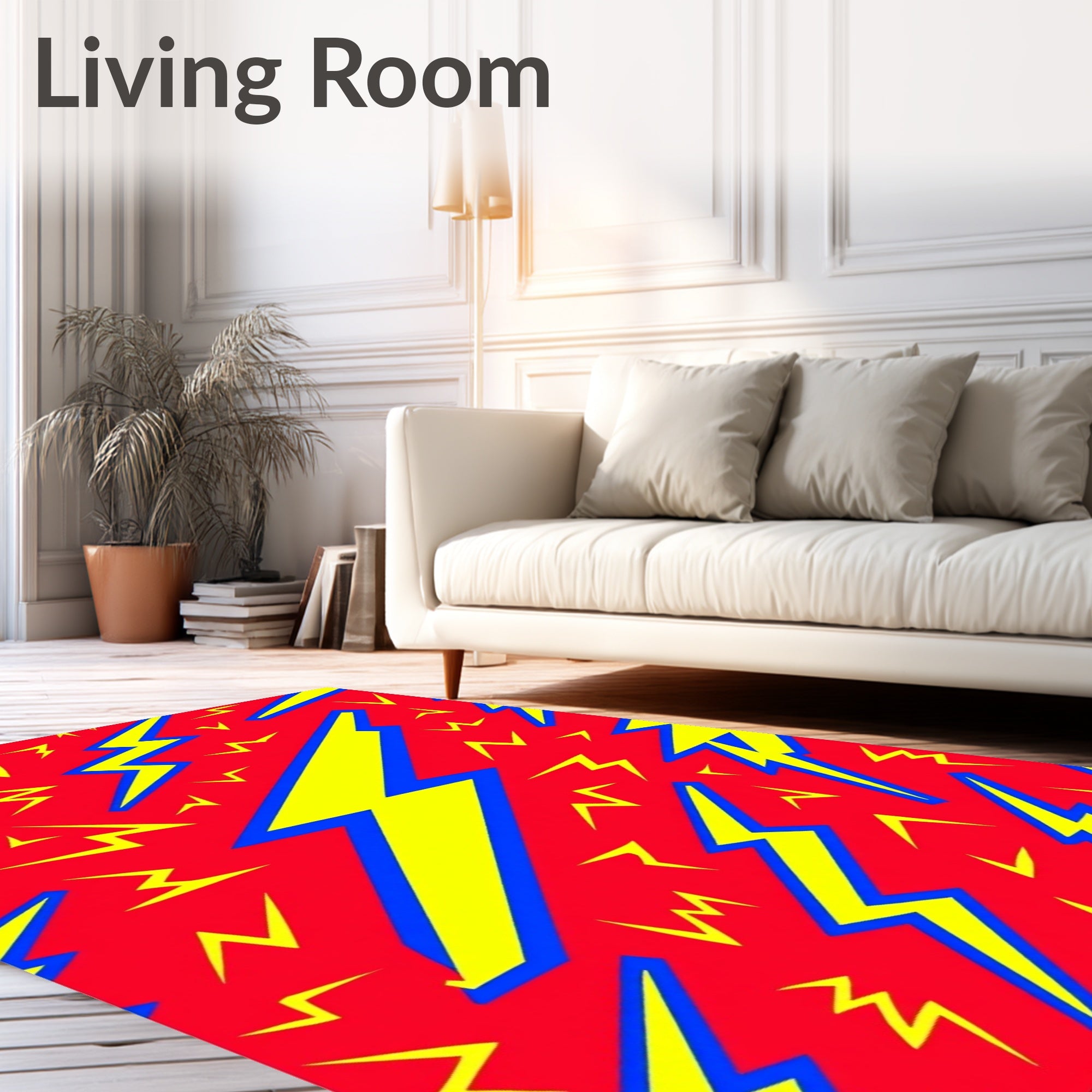 Bold Electric Yellow Lightning Rug
