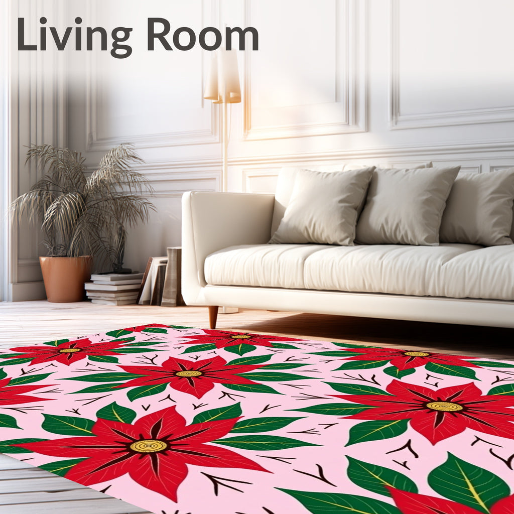 Red Poinsettia Flower Garden Rug