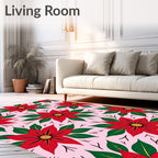 Red Poinsettia Flower Garden Rug