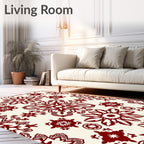 Rich Red Floral Medallion Pattern Rug