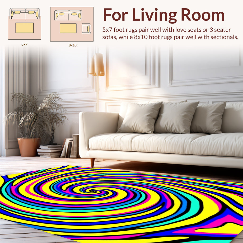 Vibrant Swirling Psychedelic Pattern Rug