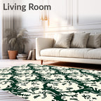 Whimsical Dark Green Swirls Pattern Rug