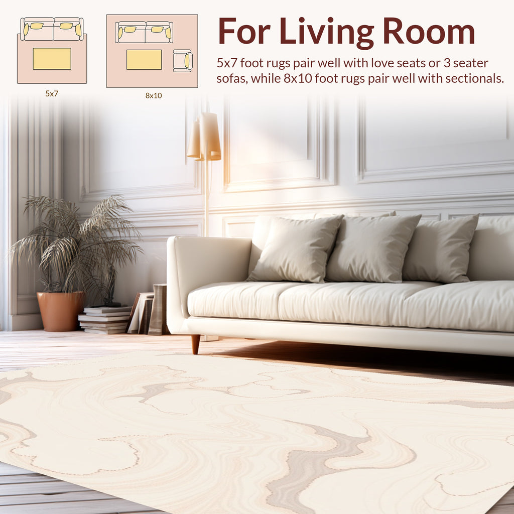 Abstract Beige Swirl Pattern Design Rug