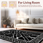 Abstract Black White Geometric Pattern Rug