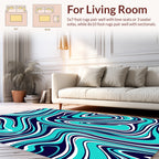 Aqua White And Navy Swirl Rug