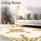 Ornate Gold Leaf Scrollwork Rug