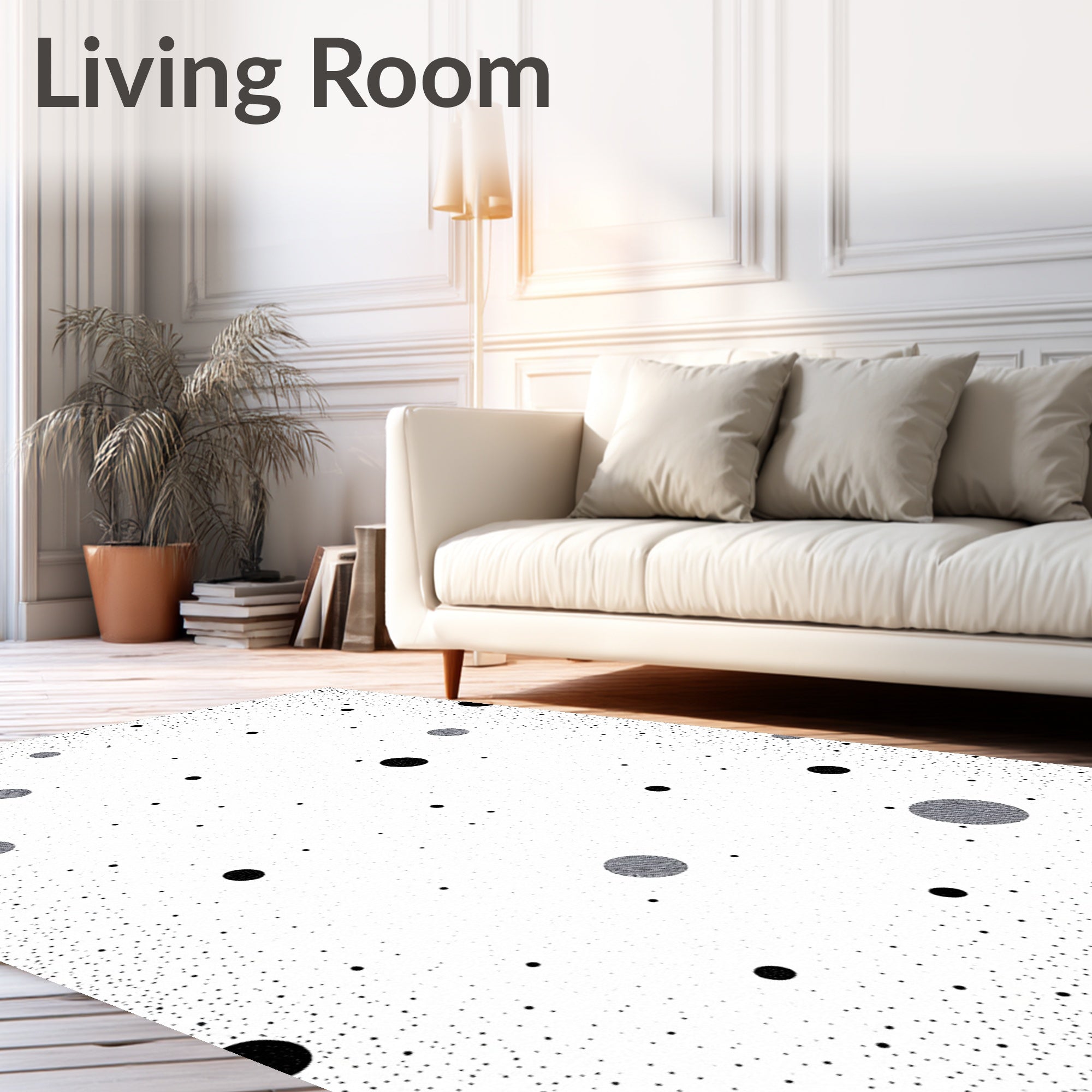Abstract Black White Dot Pattern Rug