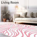 Delicate Pink Wavy Lines Design Rug