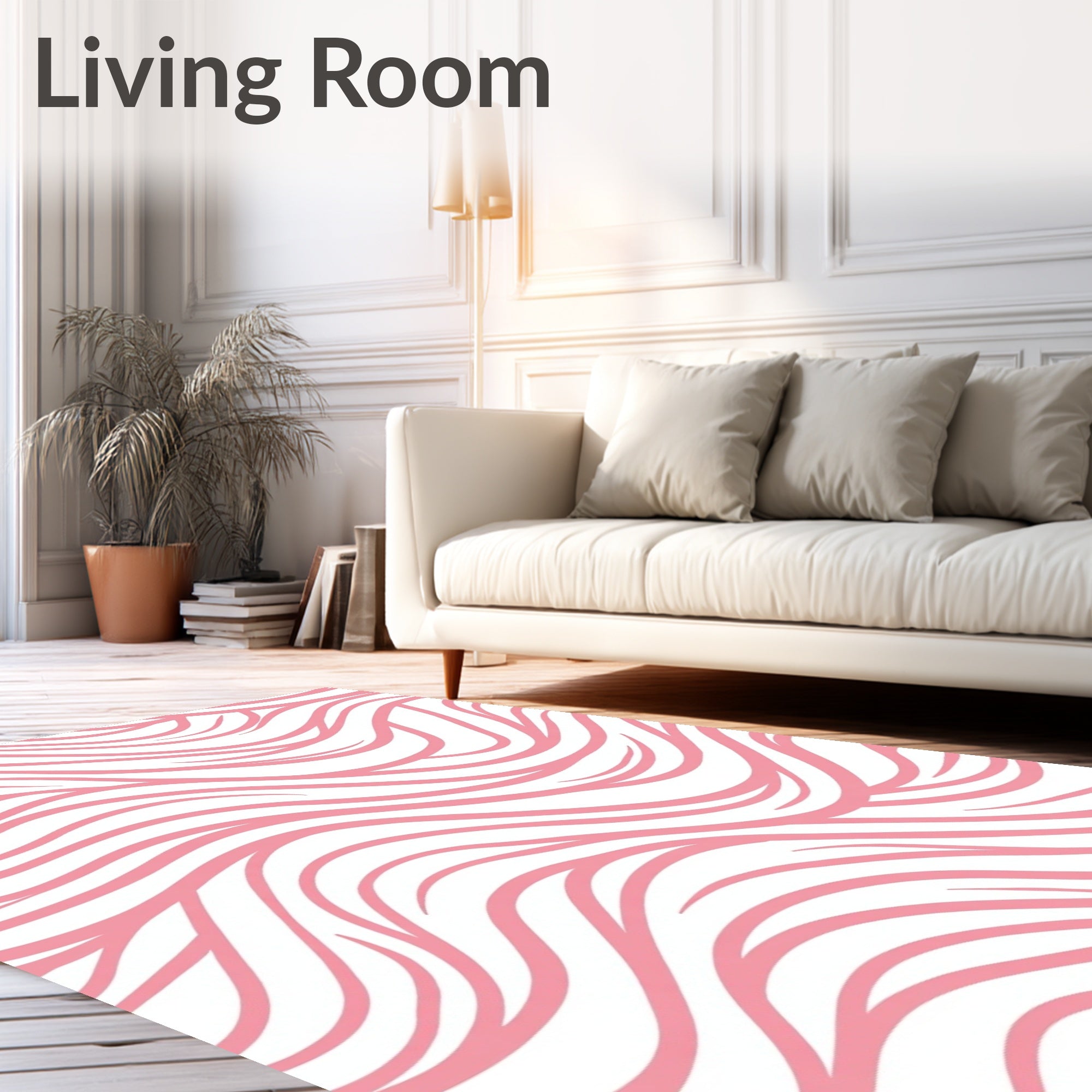 Delicate Pink Wavy Lines Design Rug