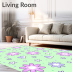 Cute Pastel Floral Bloom Pattern Rug