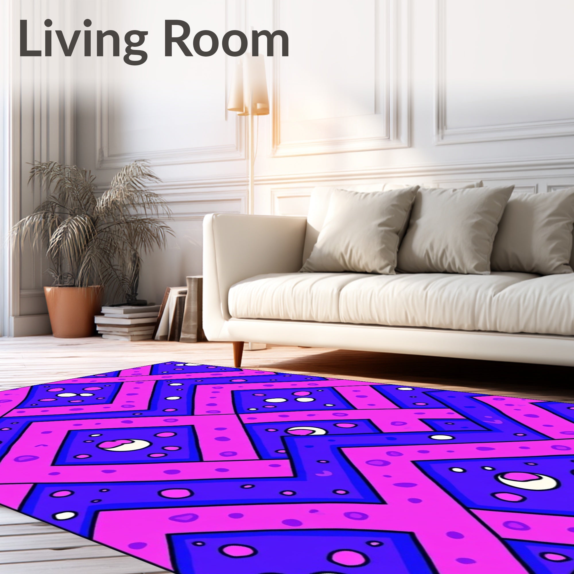 Bold Geometric Polka Dot Pattern Rug