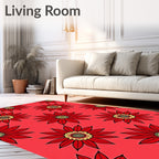 Bold Red Floral Pattern Rug