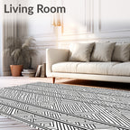 Striped Geometric Maze Pattern Rug