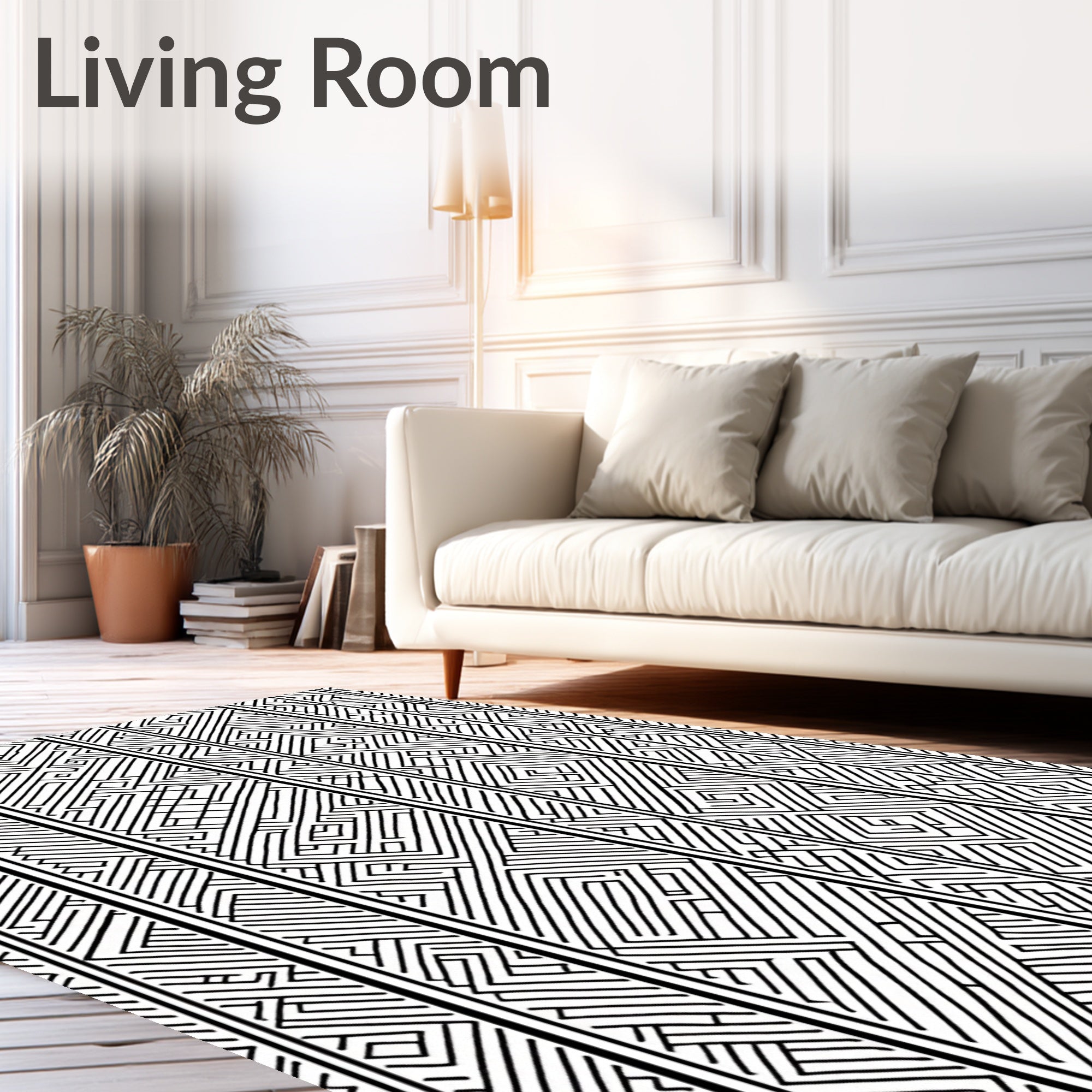 Striped Geometric Maze Pattern Rug