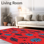Tropical Leaf Pattern With Star Accents Rug