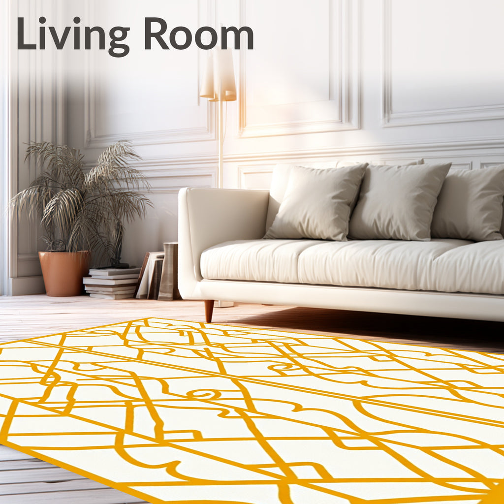 Art Deco Gold Geometric Pattern Rug