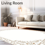 Elegant Brown Floral Vine Frame Design Rug