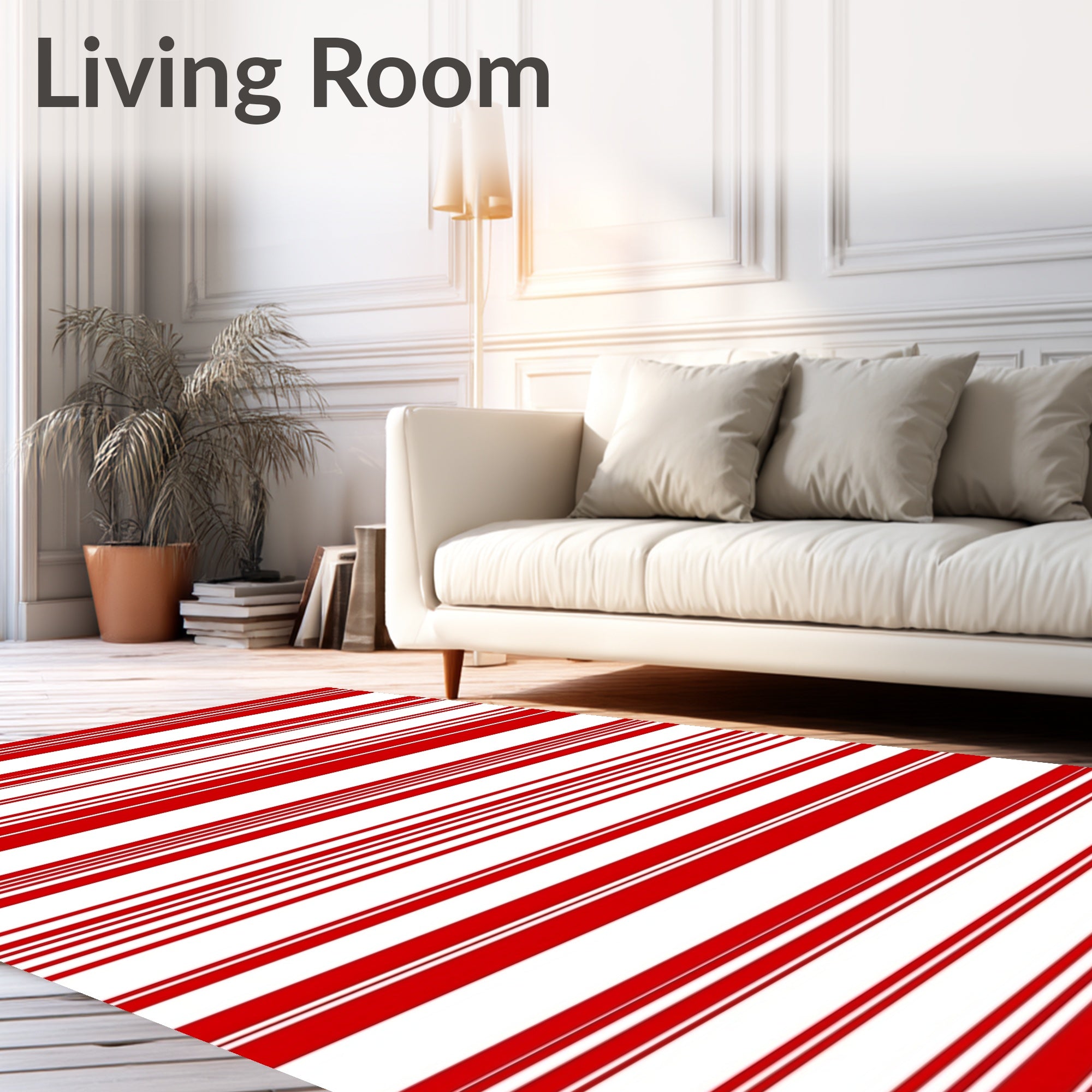 Red White Stripe Pattern Design Rug