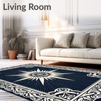 Dark Starburst Intricate Border Design Rug