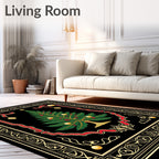 Festive Evergreen Tree Ornate Border Rug