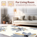 Stylized Gray Gold Floral Pattern Rug