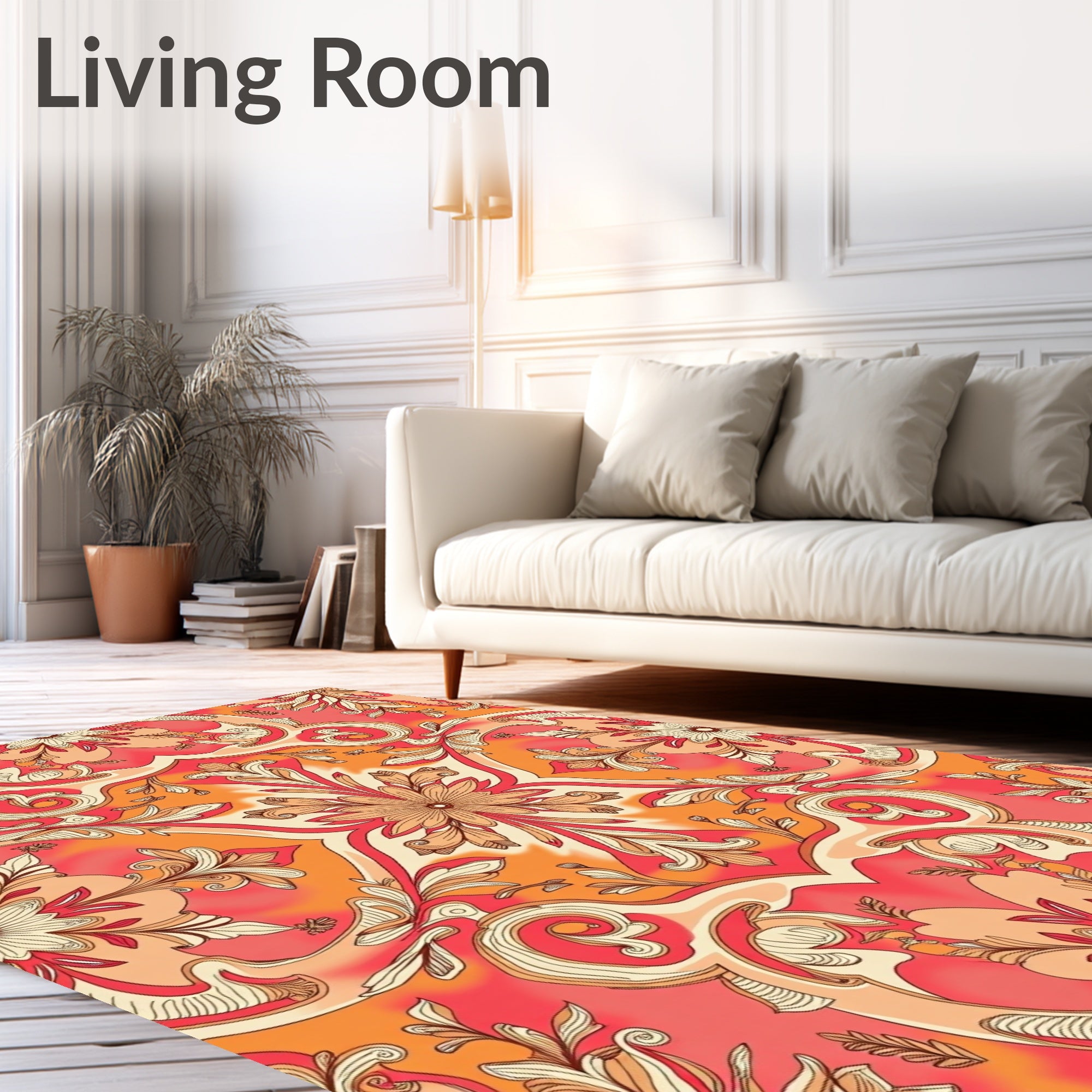 Ornate Floral Swirls Pattern Design Rug