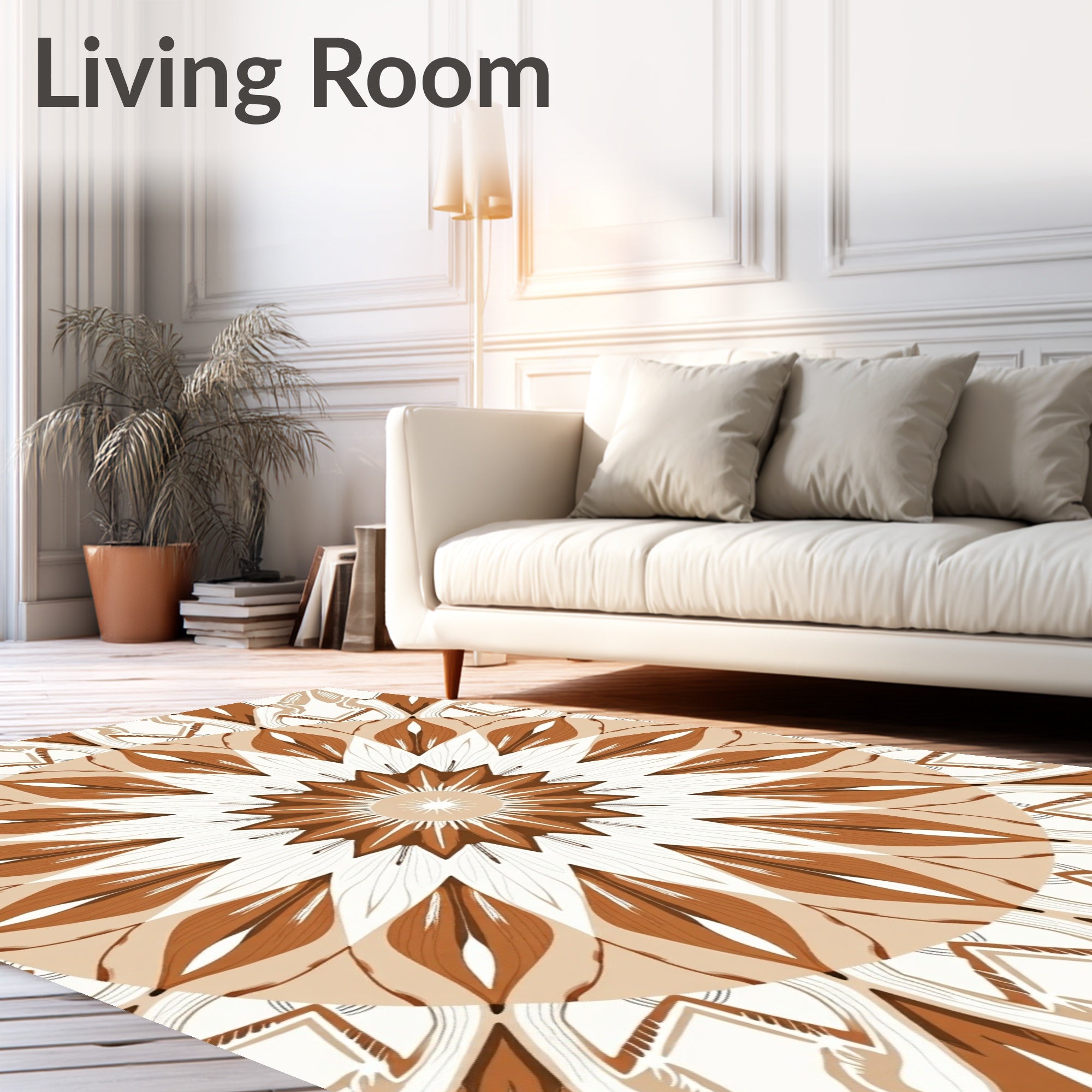 Brown Mandala Floral Abstract Design Rug