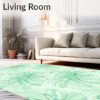 Abstract Floral Whimsical Teal Pattern Rug