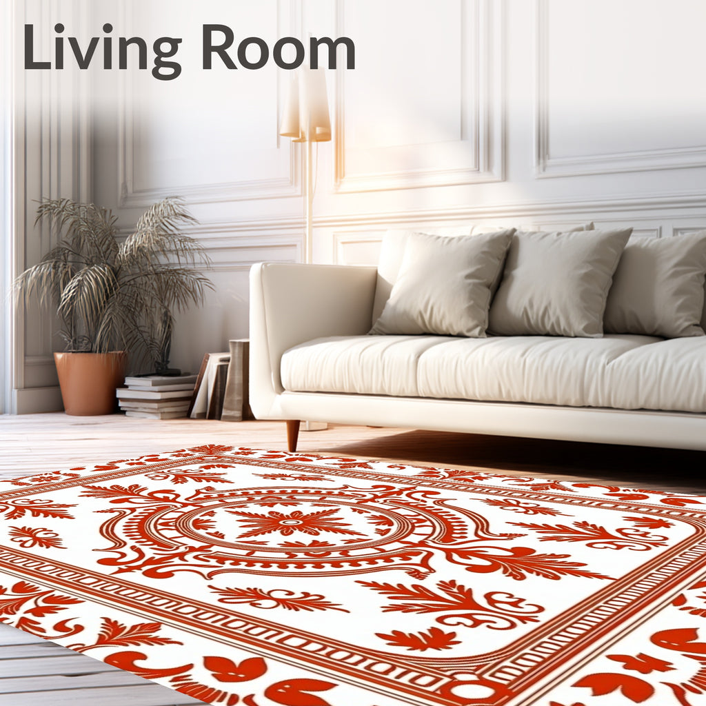 Red Floral Classic Medallion Design Rug