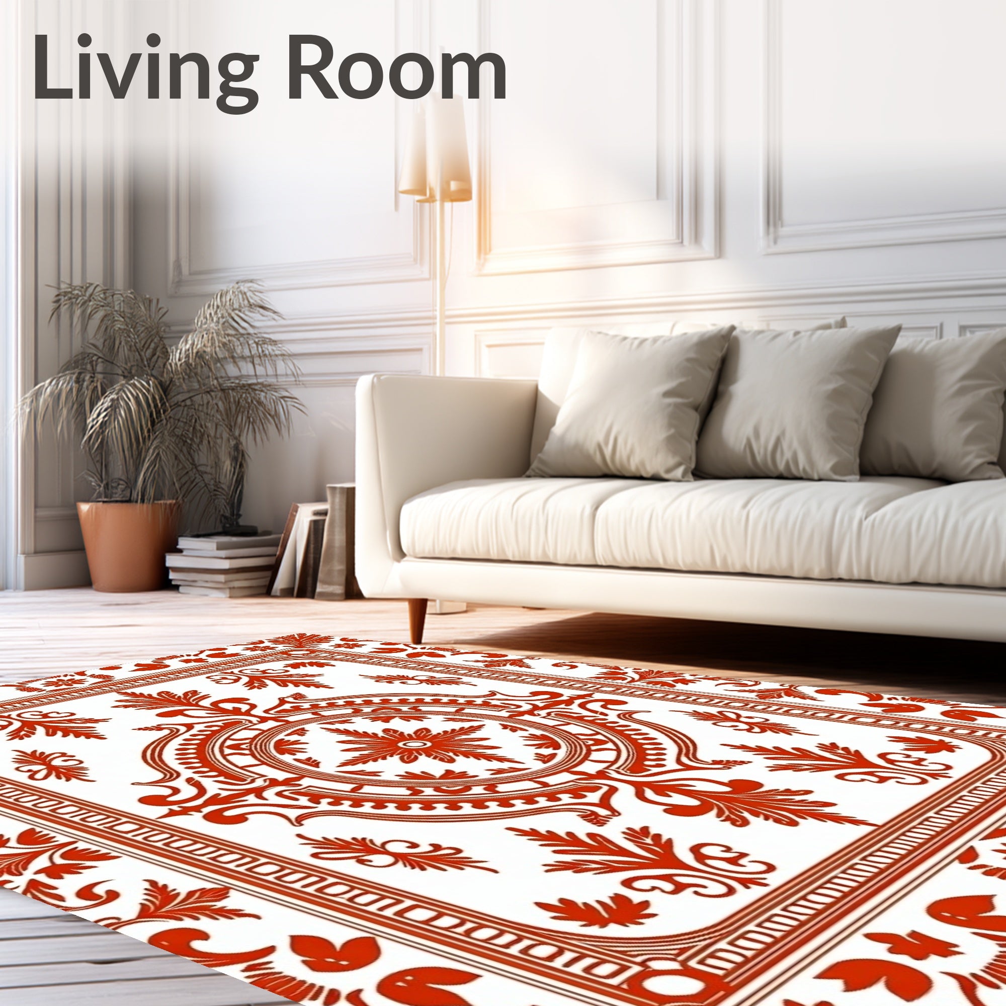 Red Floral Classic Medallion Design Rug